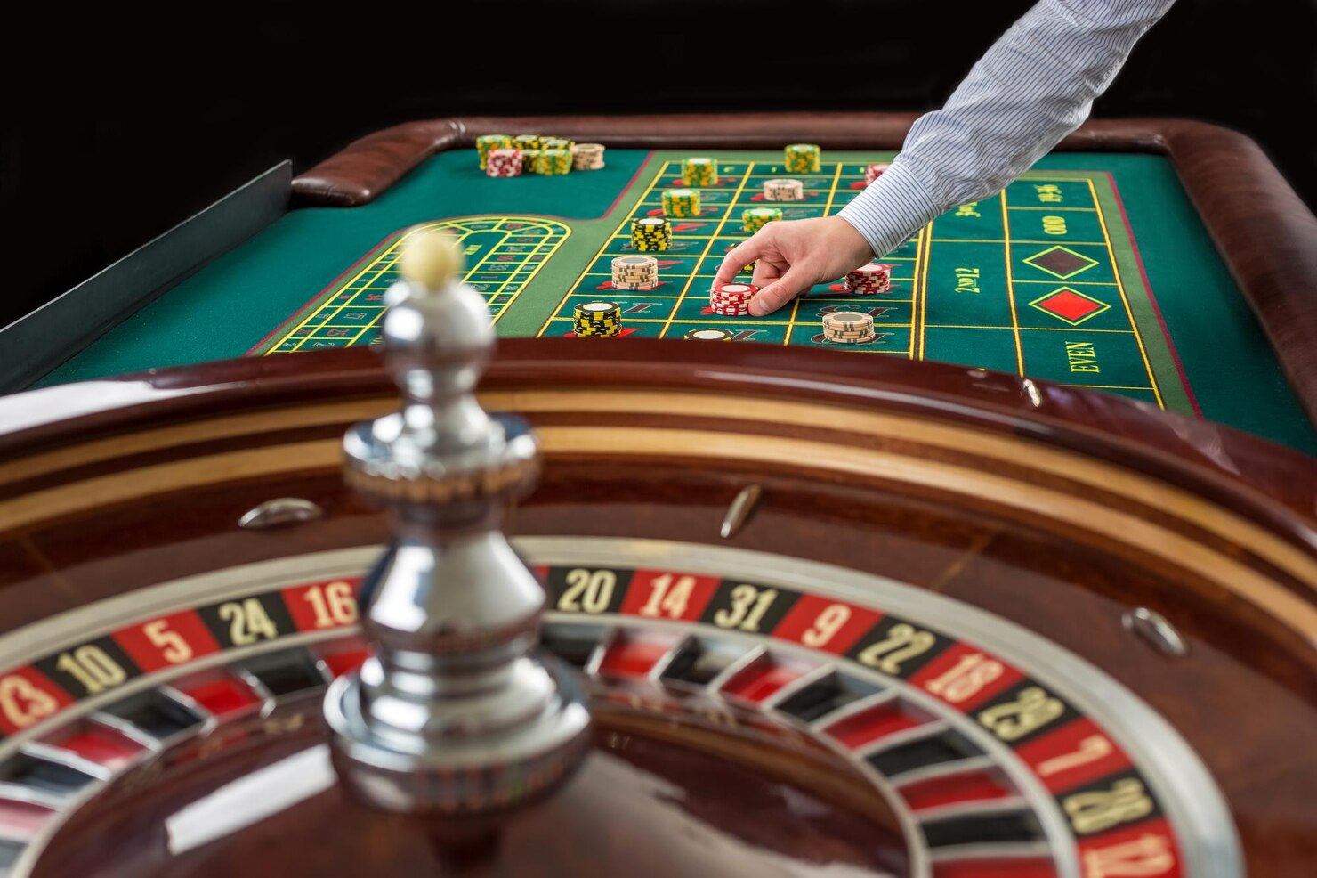 Casino table and warm lighting